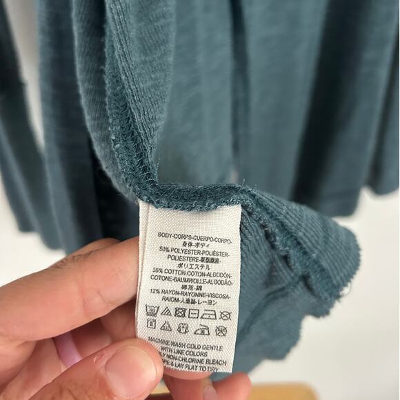 Free People Split Back Turtleneck Top - Blue Small - Picture 9 of 12